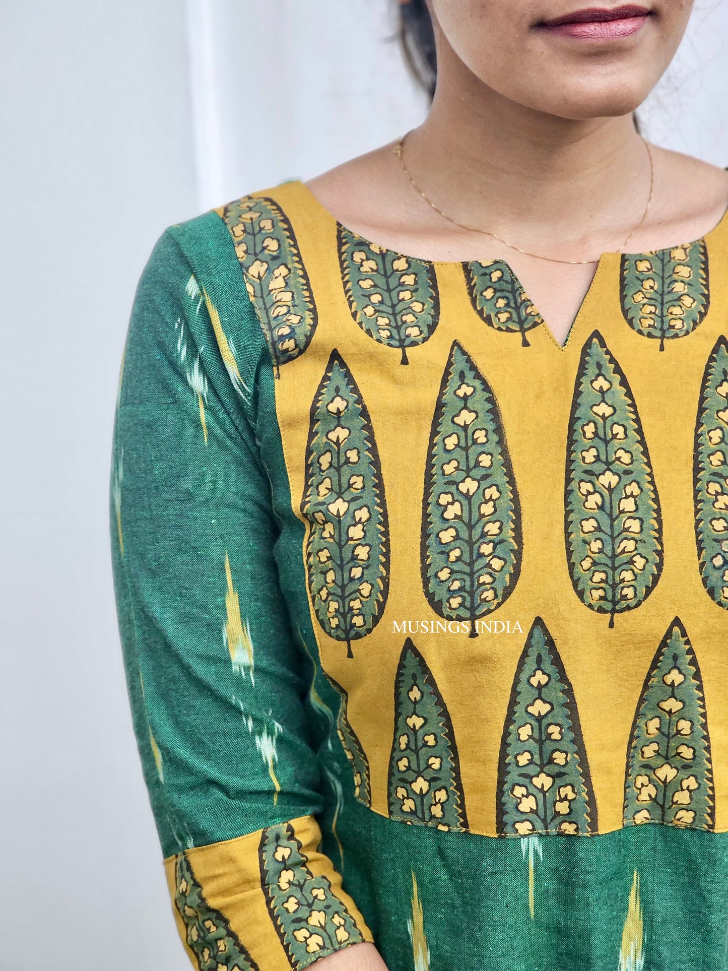 Vedika - Ikkat x Ajrakh Patchwork Kurta