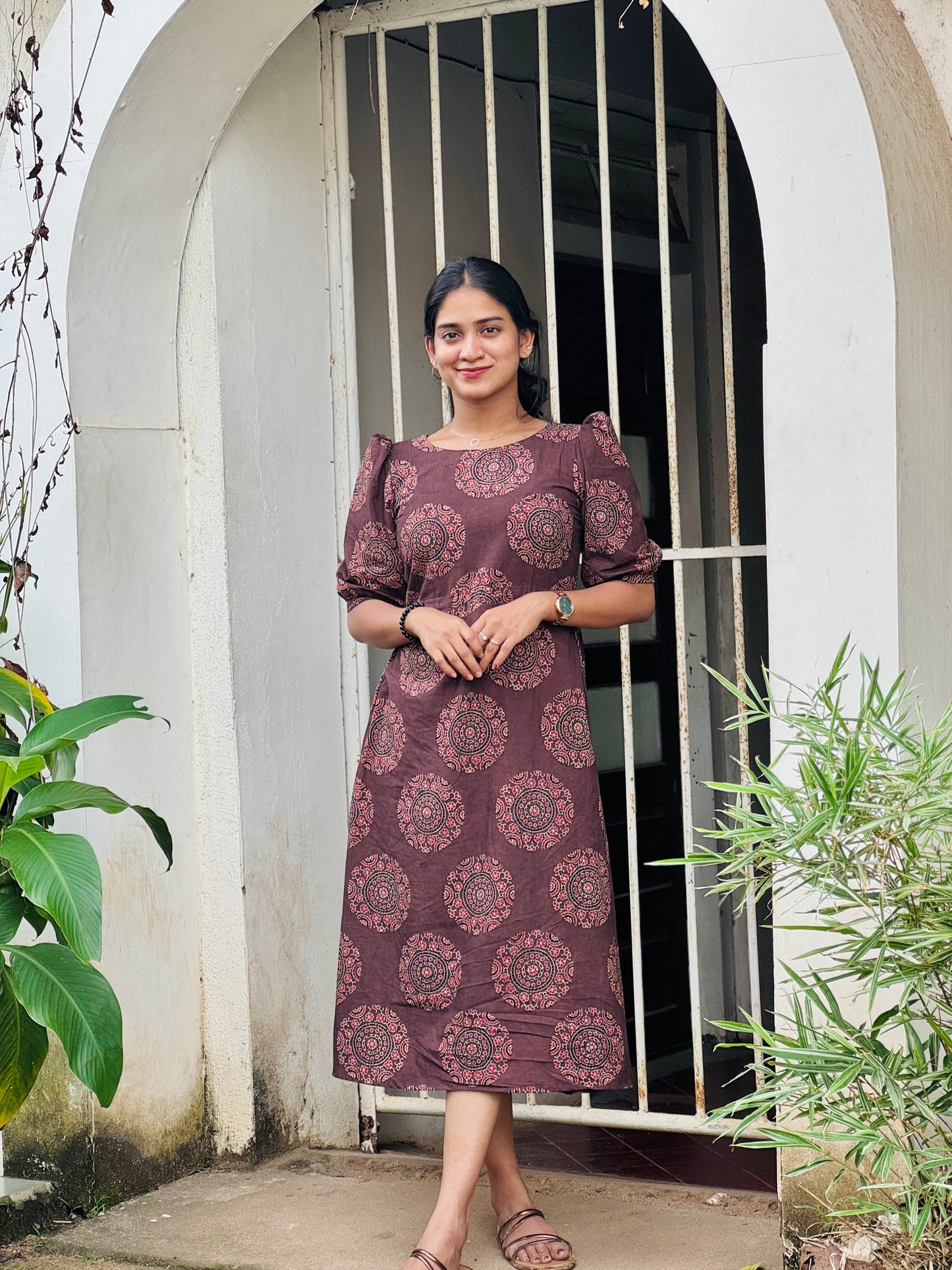 Zola - Ajrakh Handblock Printed Dress