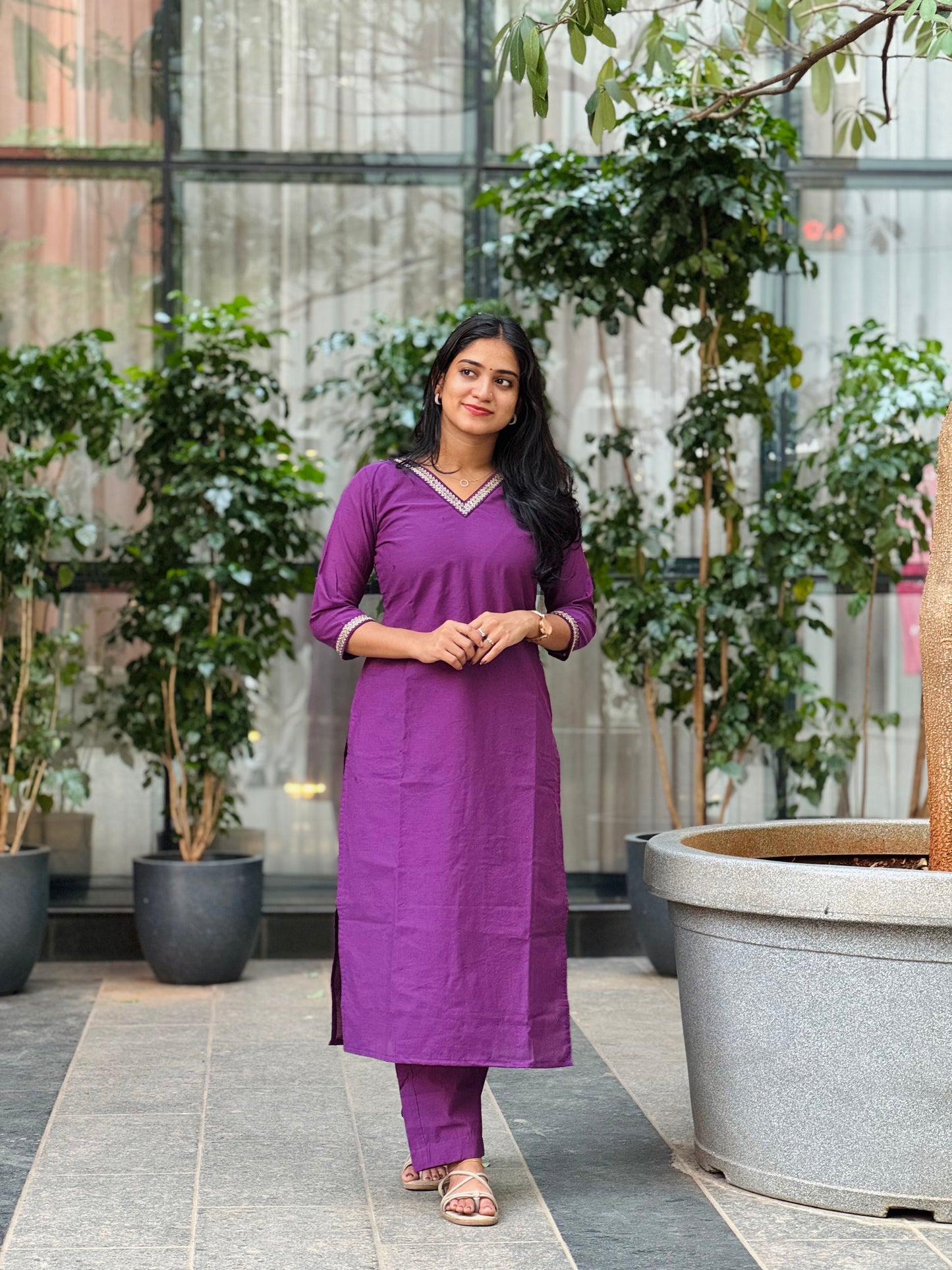 Vamika - Purple Chanderi Silk Kurta