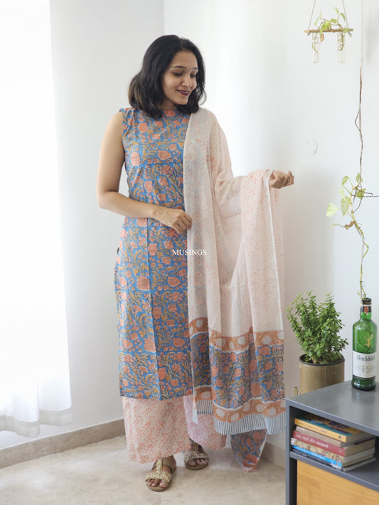 Shivangi - Sanganeri Handblock Printed Kurta Set