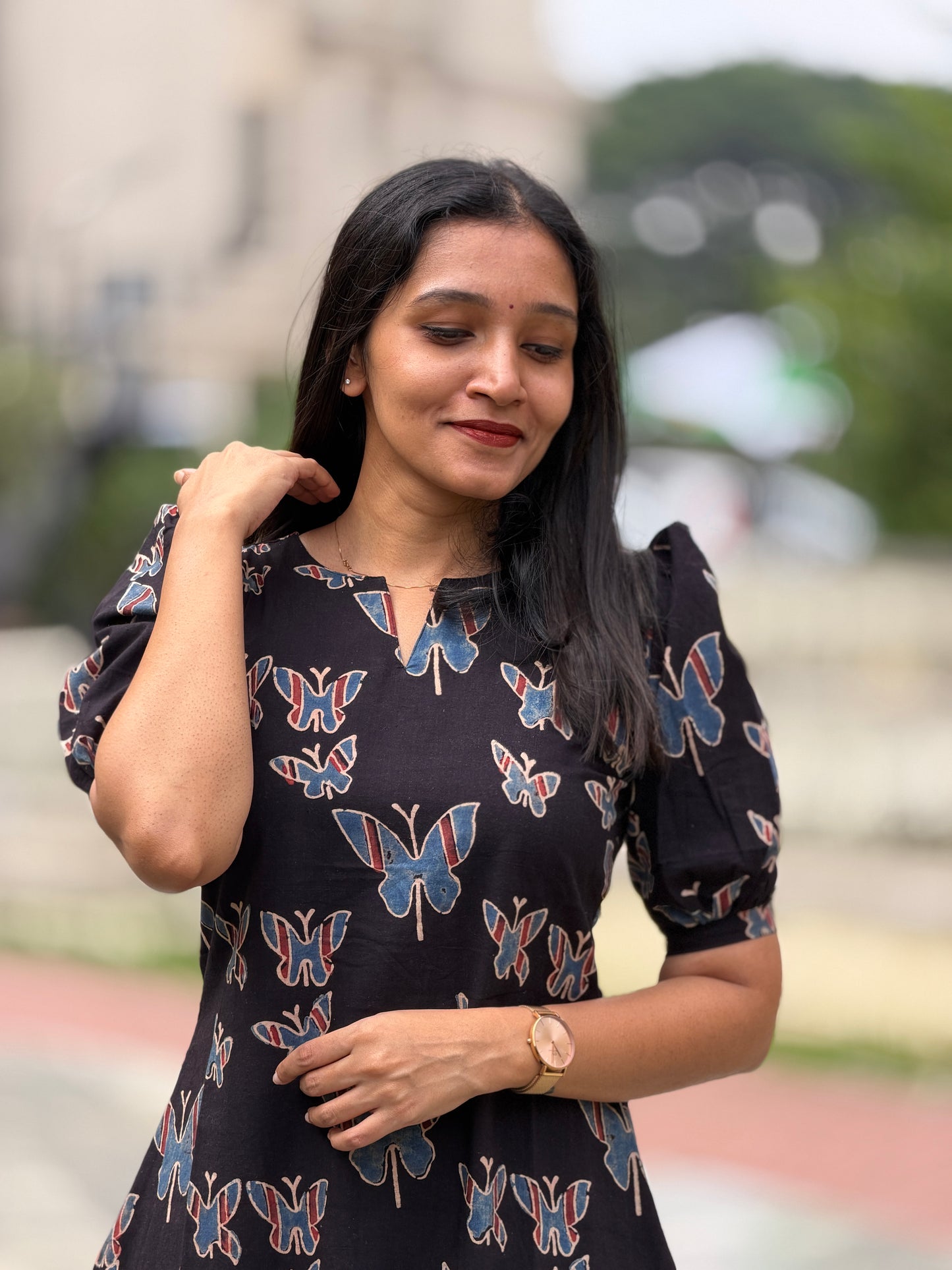 Butterfly Dreams - Ajrakh Handblock Printed Dress