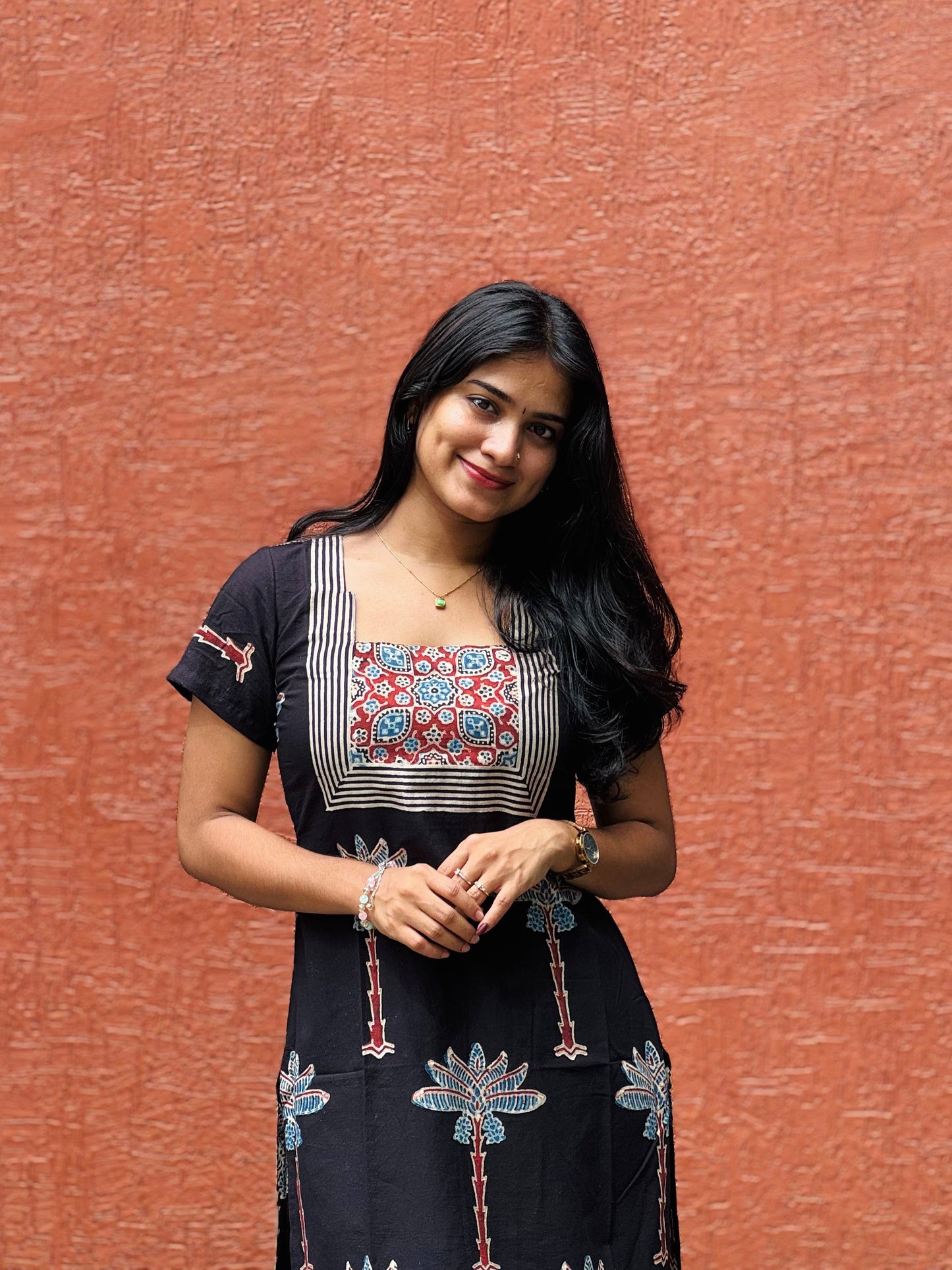 Ekta - Ajrakh Natural Dyed Handblock Printed Kurta