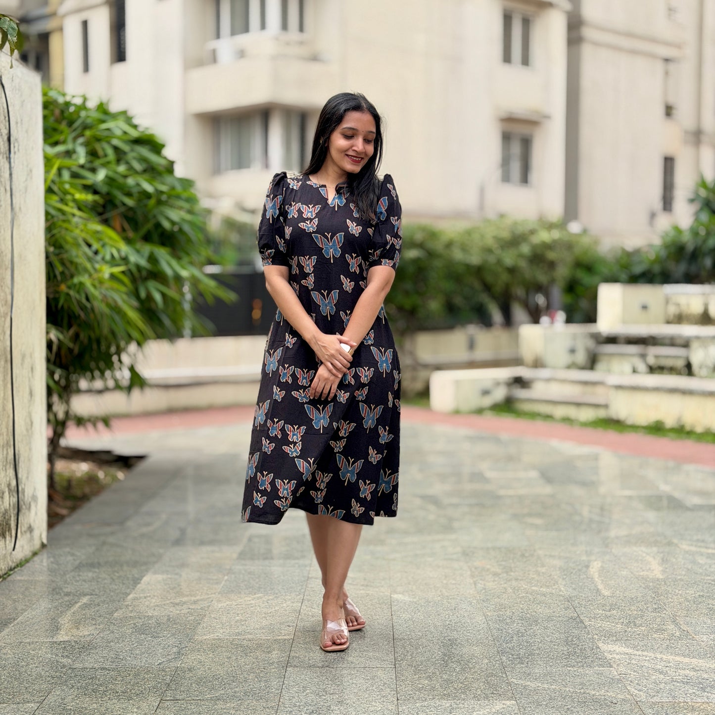 Butterfly Dreams - Ajrakh Handblock Printed Dress