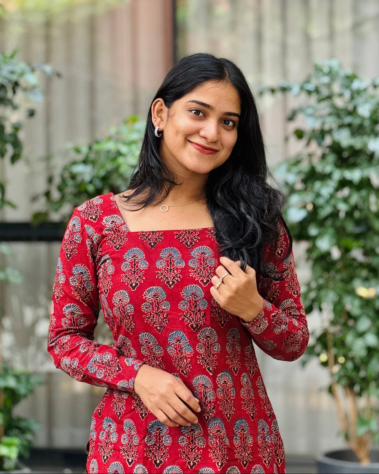 Nadia - Ajrakh Handblock Print Short Kurta