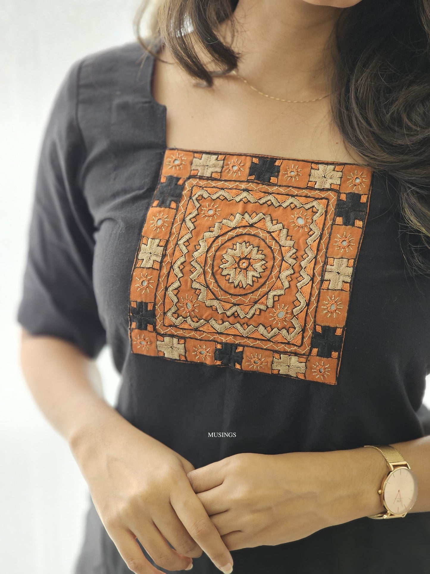 Kabini - Handloom x Kutchi Hand Embroidered Patchwork Kurta