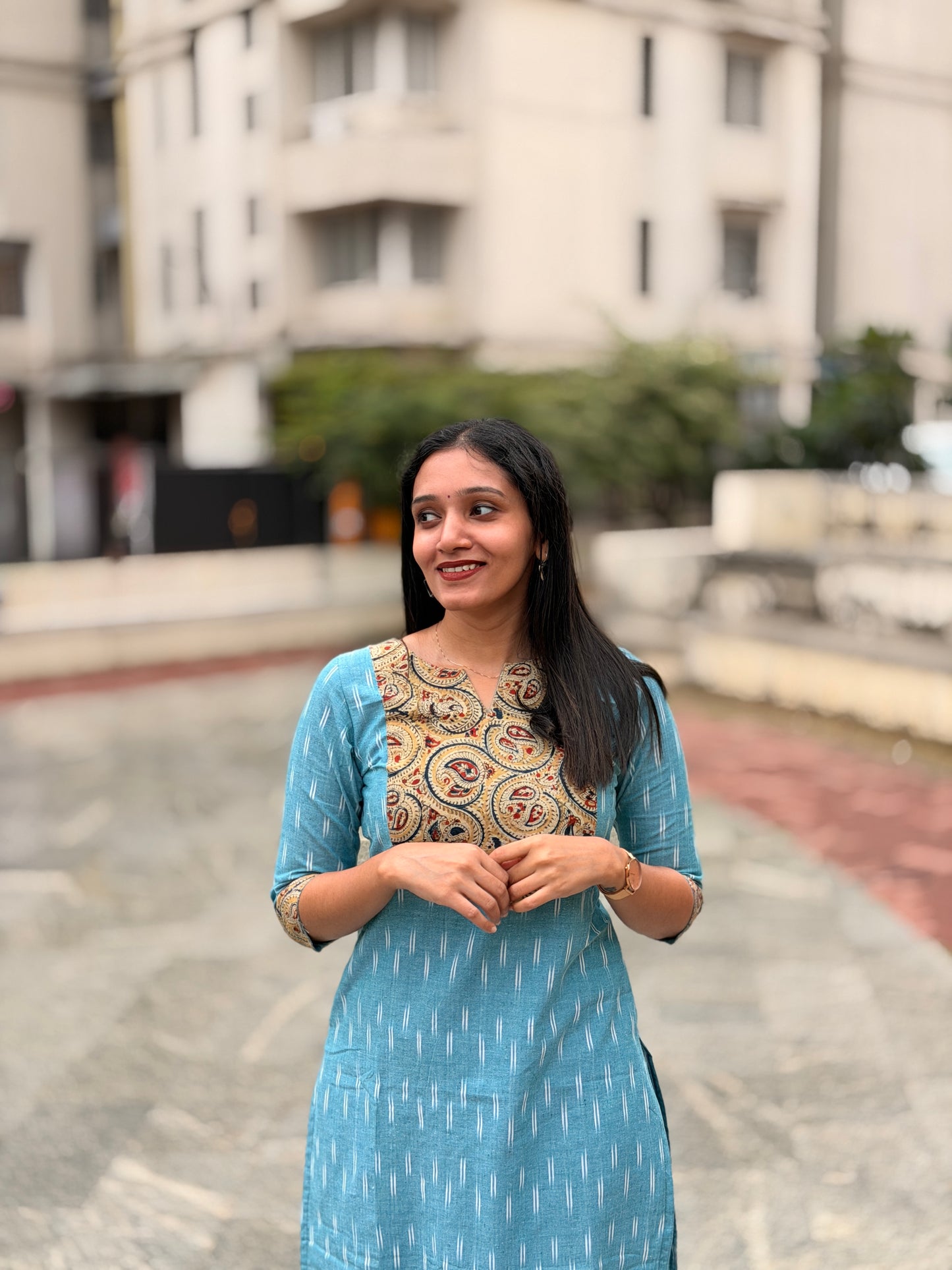 Manvi - Ikkat x Kalamkari Fusion Kurta