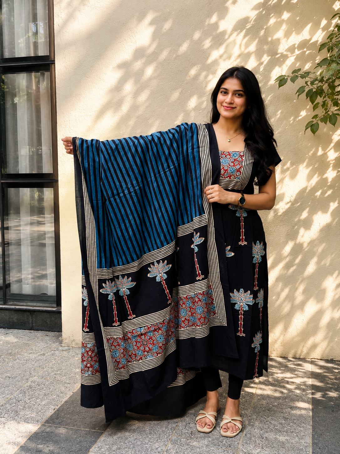 Ekta - Ajrakh Natural Dyed Handblock Printed Kurta
