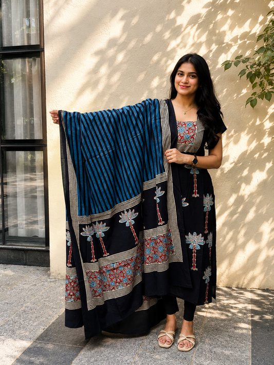 Ekta - Ajrakh Handblock Printed Dupata