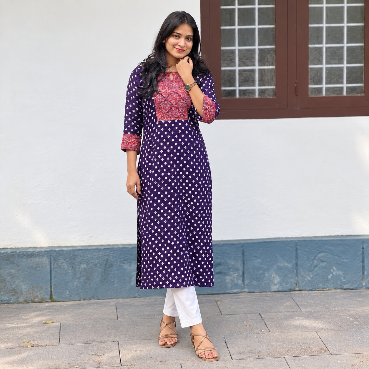 Komal - Bandhej x Ajrakh Fusion Kurta
