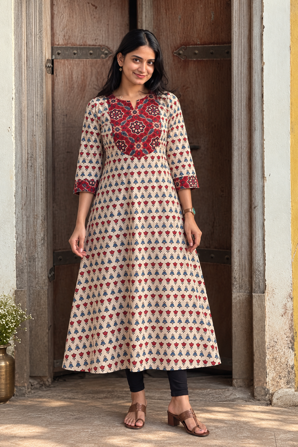 Spandana - Ajrakh Fusion A line Kurta