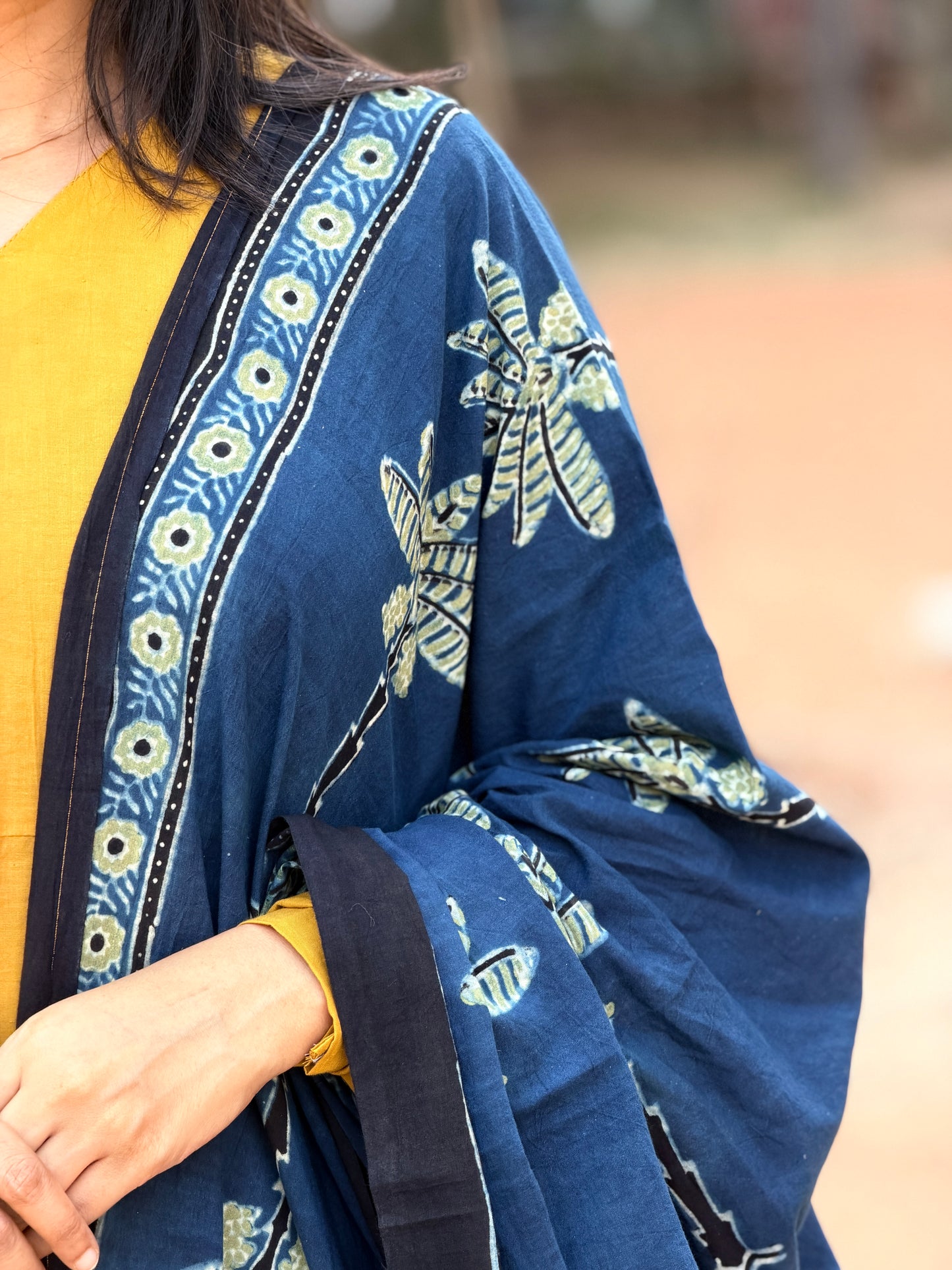 Tashi - A line Kurta with Ajrakh Handblock Printed Dupatta