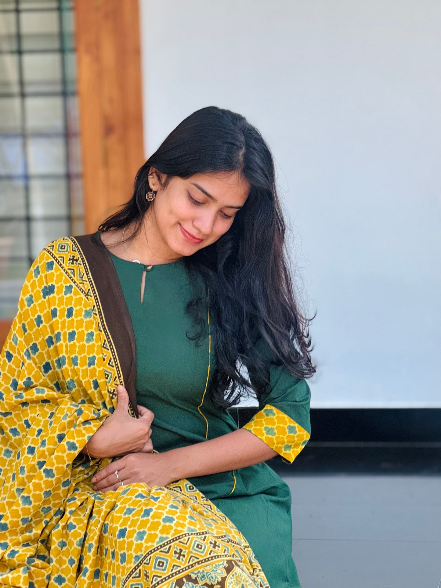 Manam - Fusion Ajrakh A line Kurta & Dupatta Set