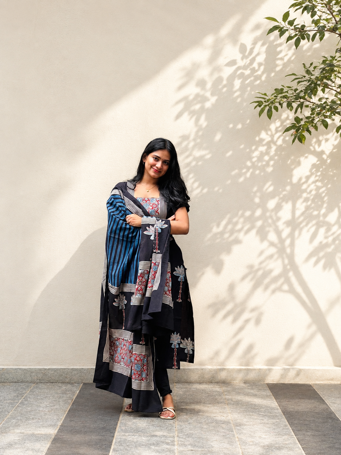 Ekta - Ajrakh Natural Dyed Handblock Printed Kurta
