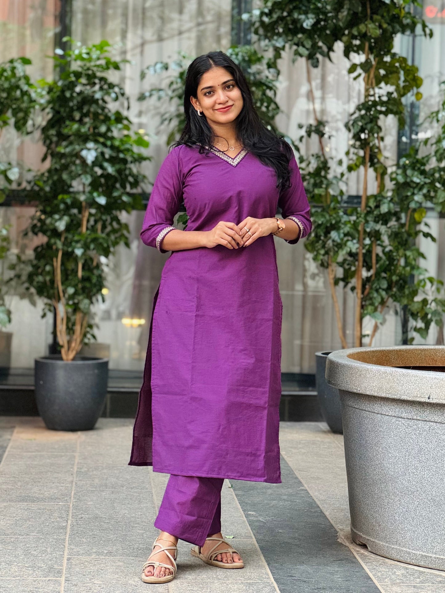 Vamika - Purple Chanderi Silk Kurta