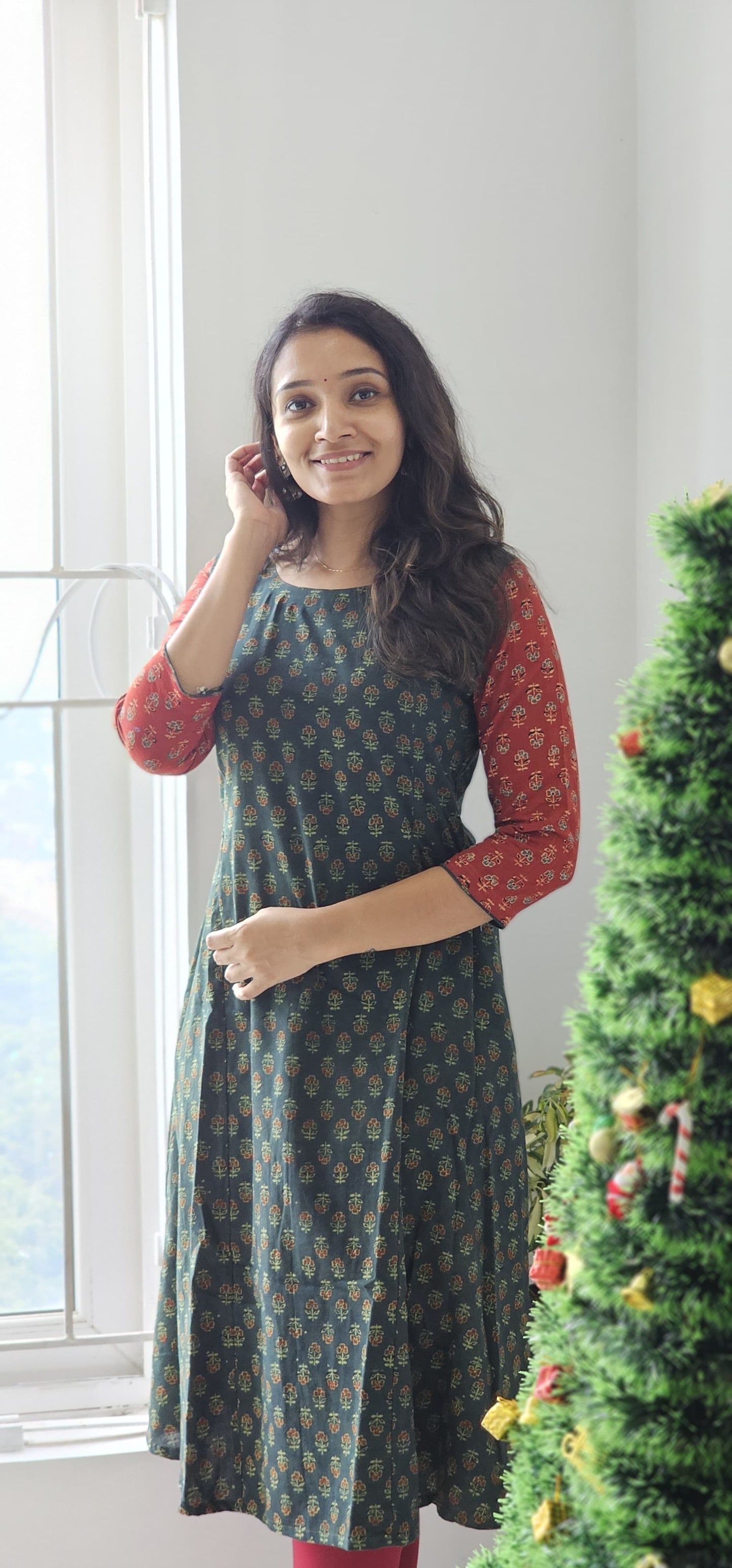 Brinda - Ajrakh Handblock Printed A line Kurta