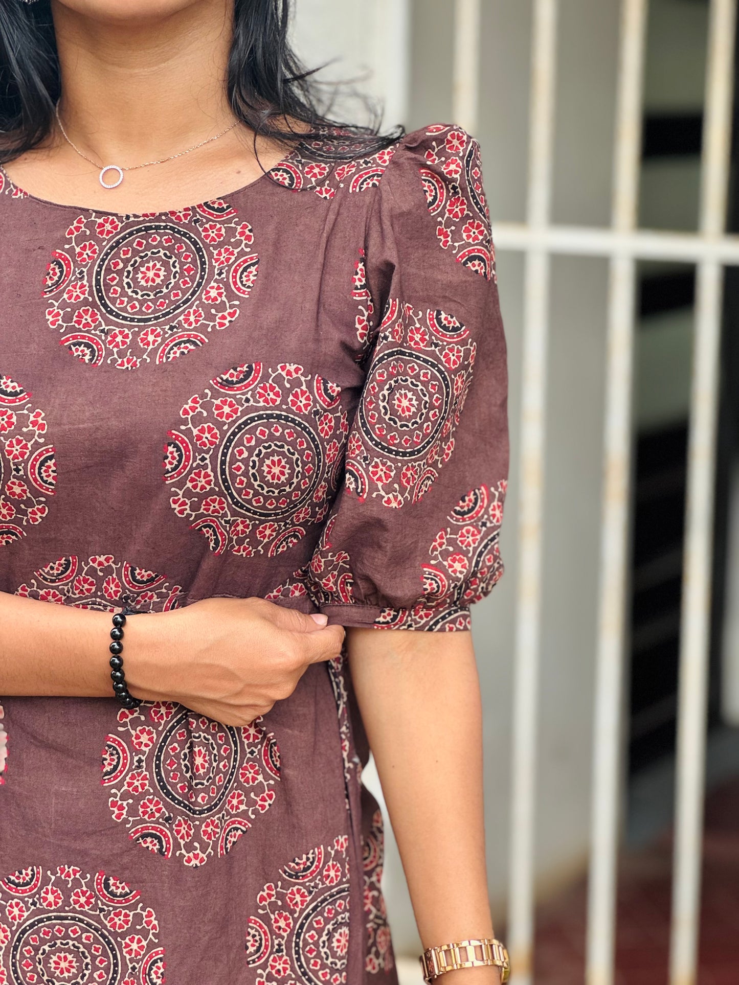 Zola - Ajrakh Handblock Printed Dress
