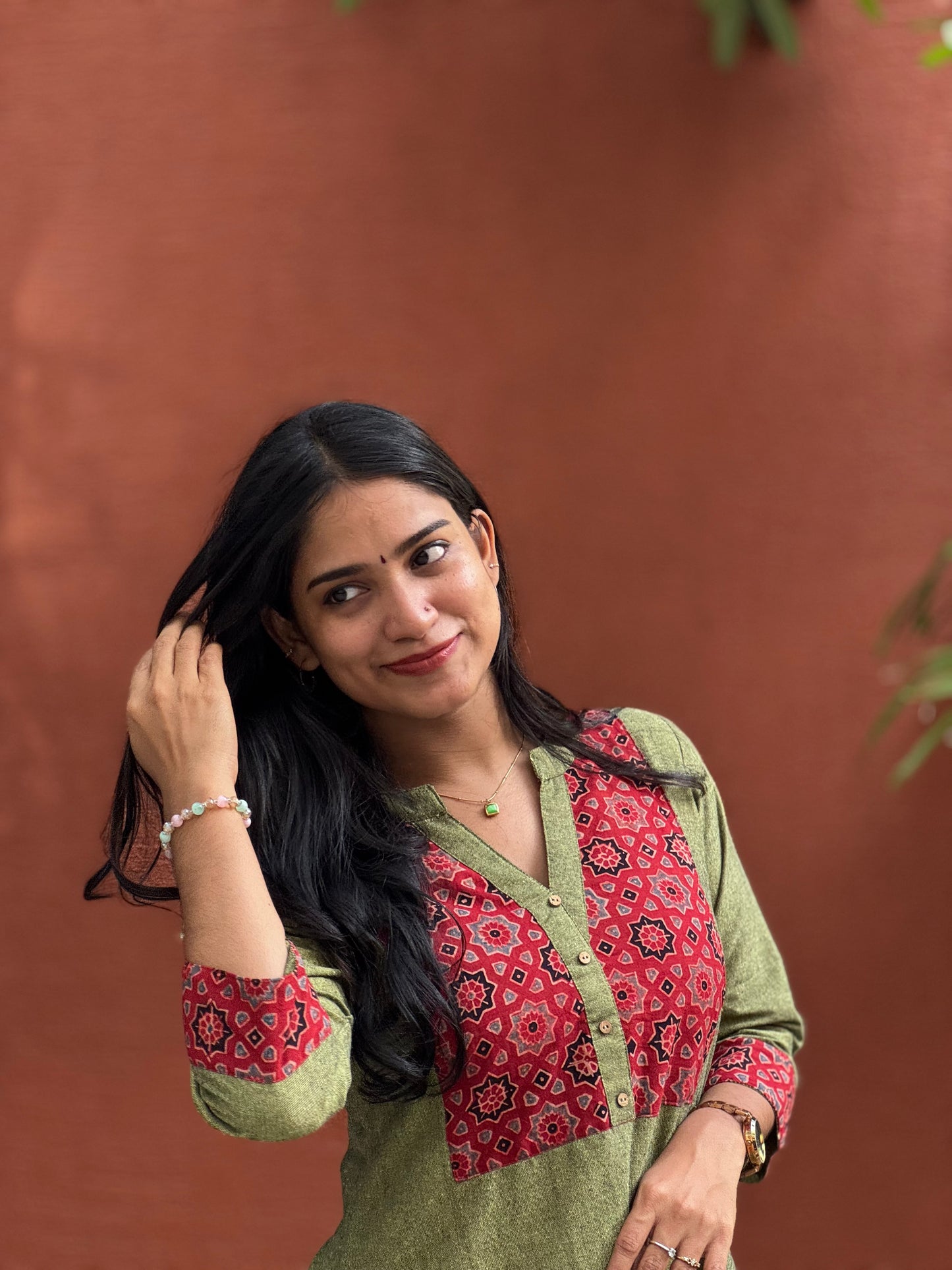 Radhika - Handloom Cotton x Ajrakh Fusion A line Kurta