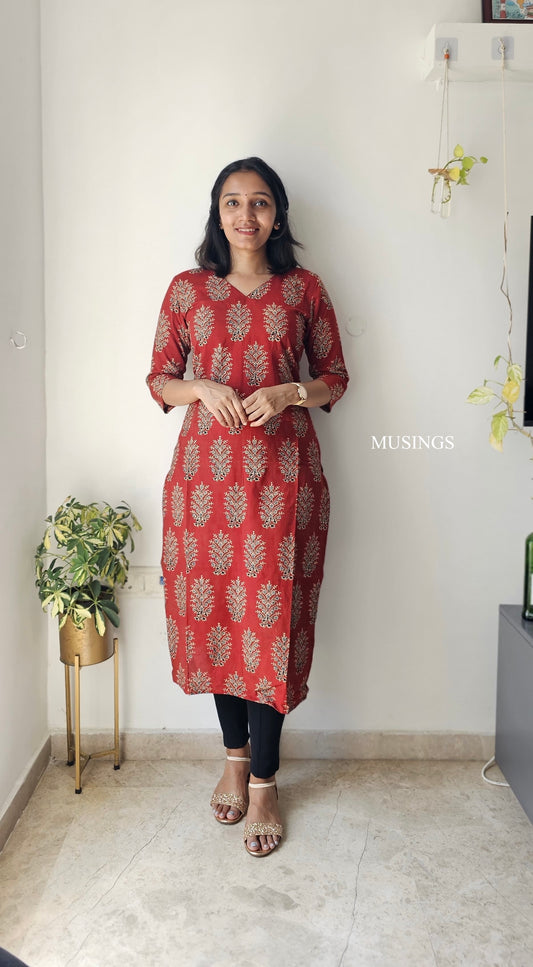 Paavai - Ajrakh Handblock Printed Kurta