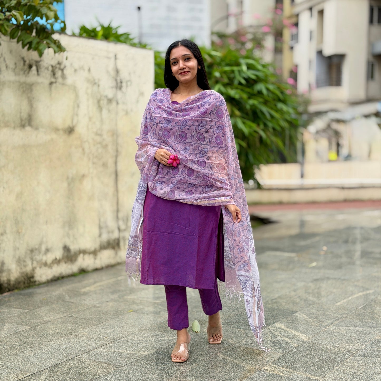 Anantya - Handloom Kurta & Kota Block-Print Dupatta Set