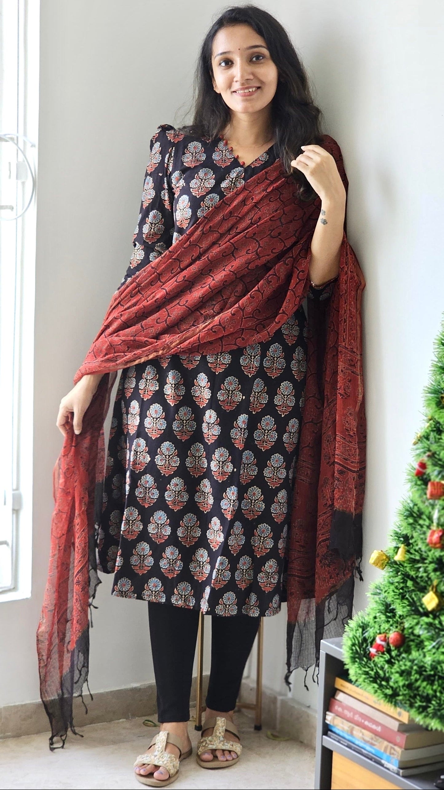 Vandhana - Ajrakh Handblock Printed Kurta & Kota Ajrakh Dupata