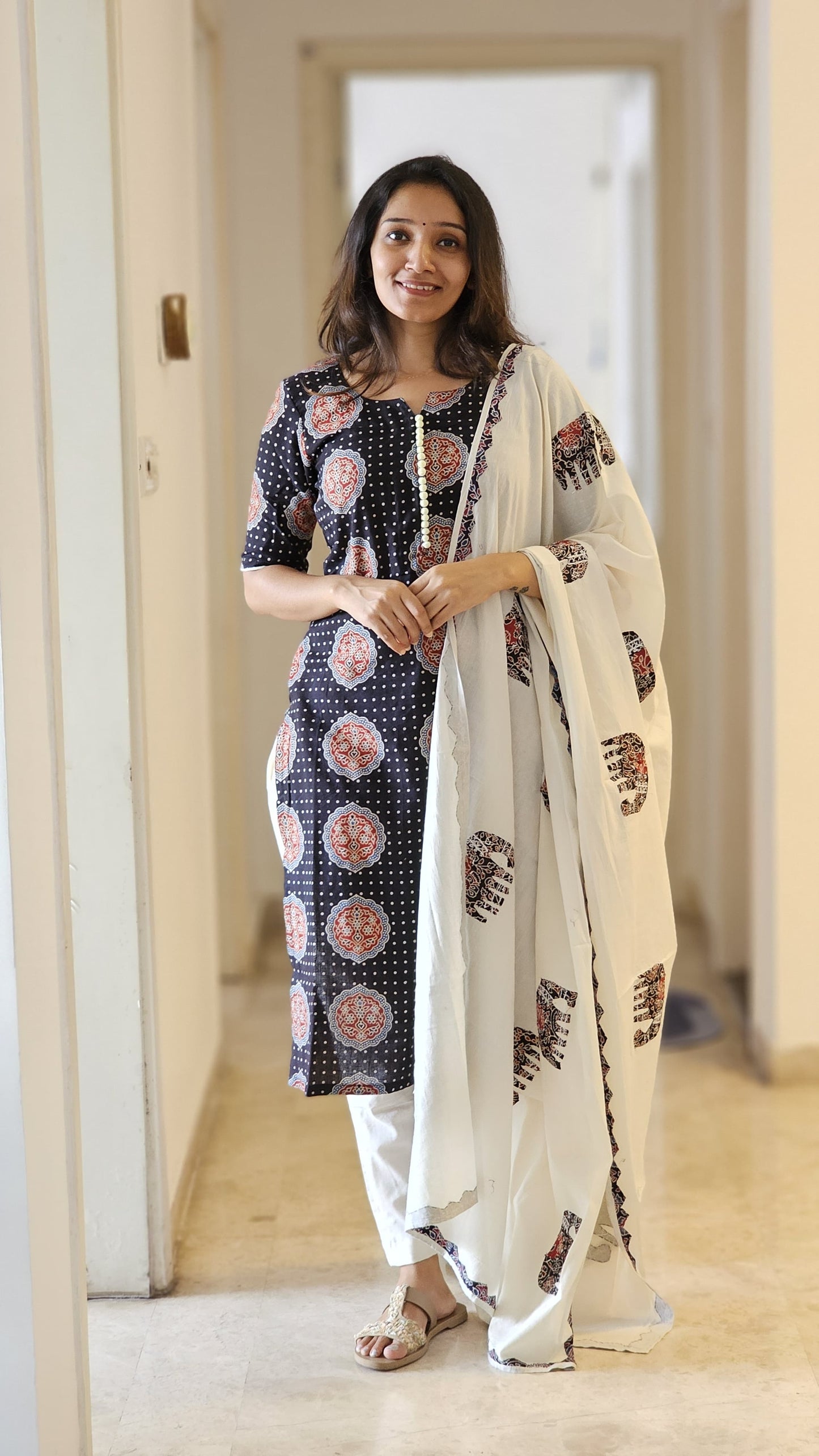 Madhu - Ajrakh Patchwork Kurta Set