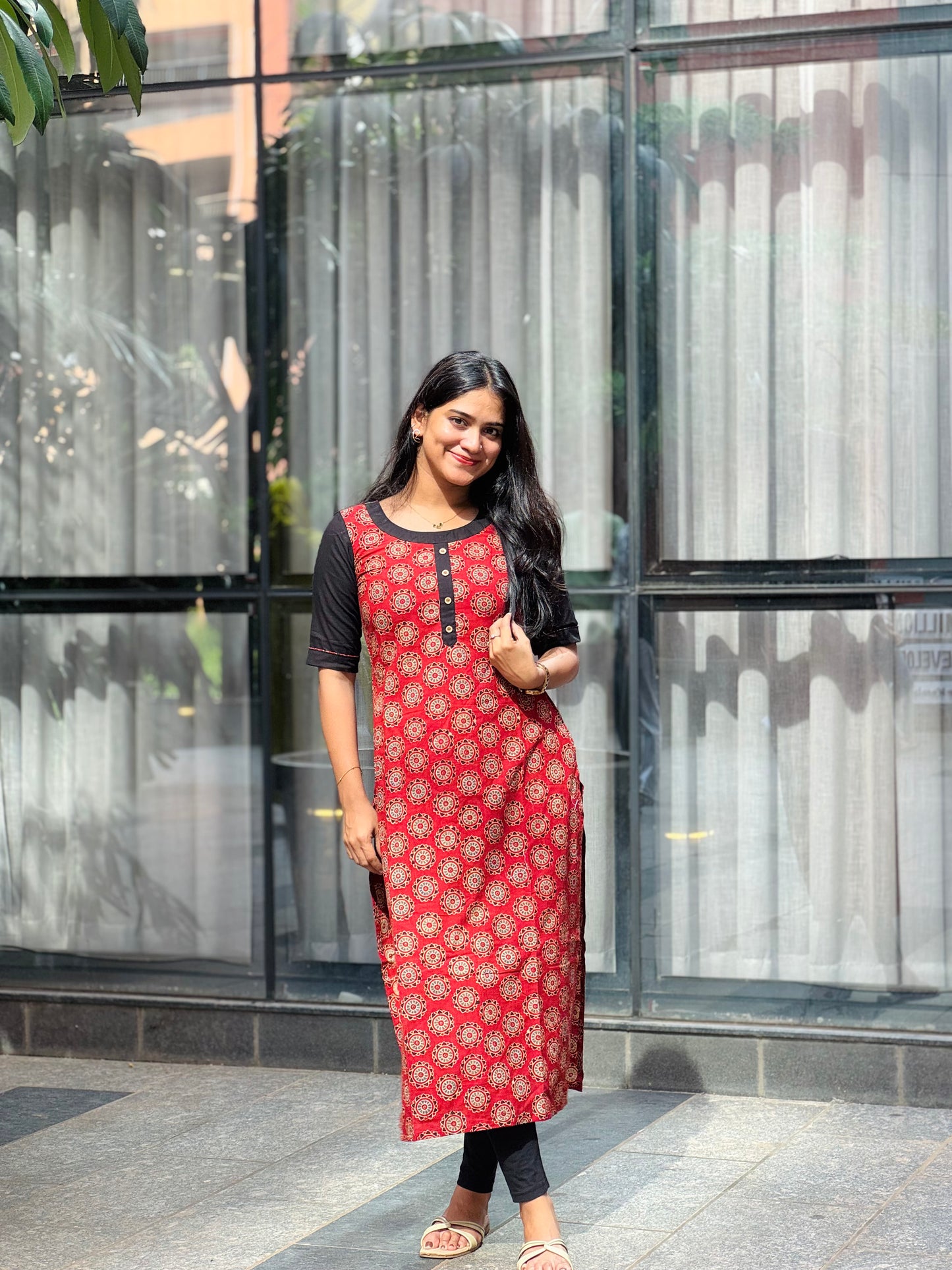 Sakee - Ajrakh Natural Dyed Handblock Printed Kurta