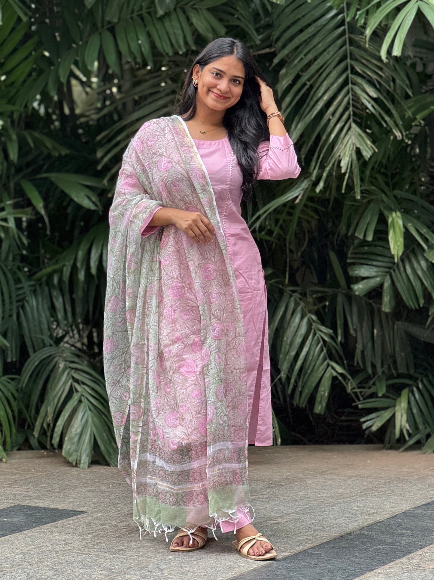 Mallika - Pure Cotton Kurta and Sanganeri Kota Dupatta Set