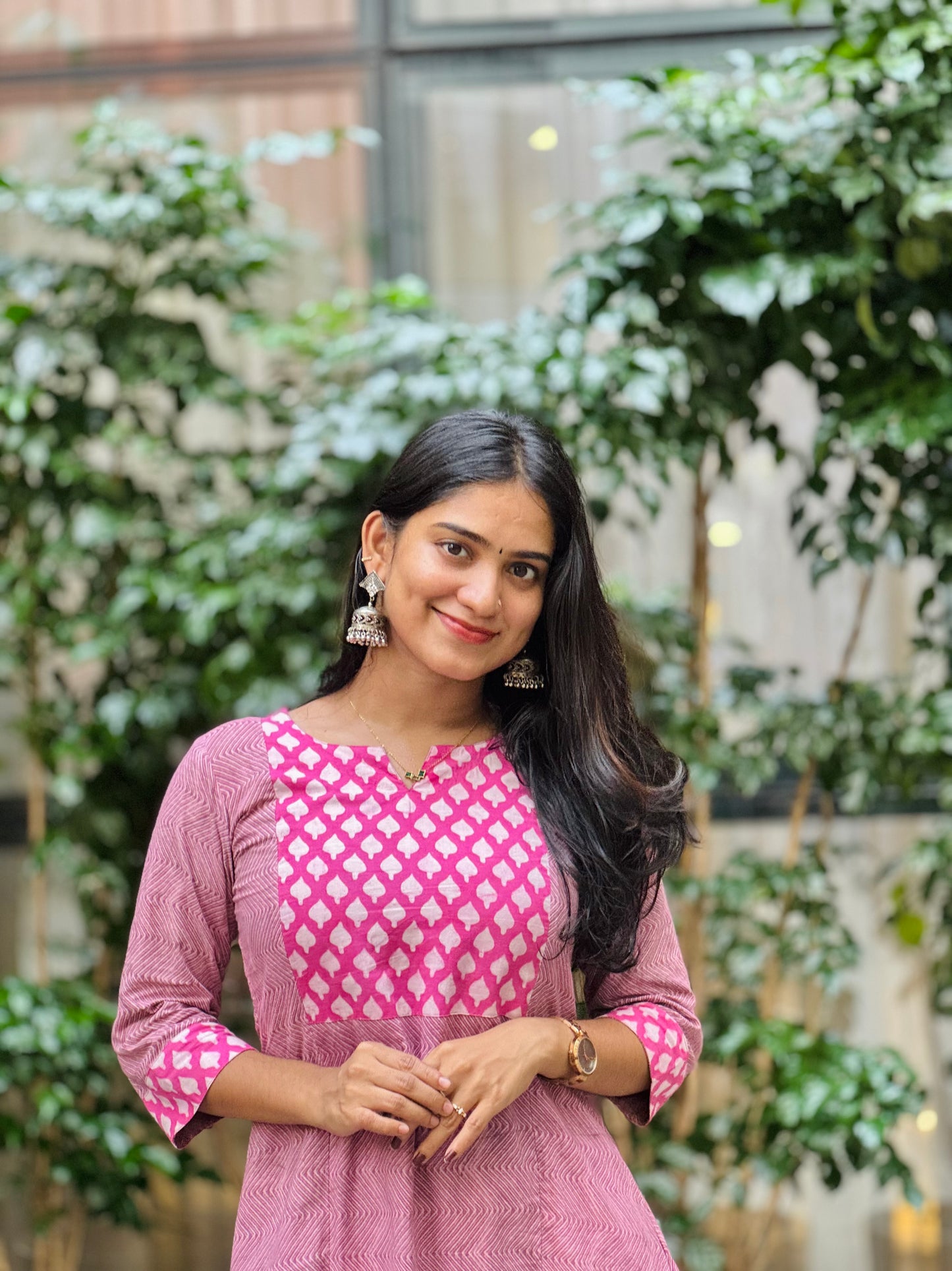 Shanvi - Dabu A-line Handblock Printed Fusion Kurta