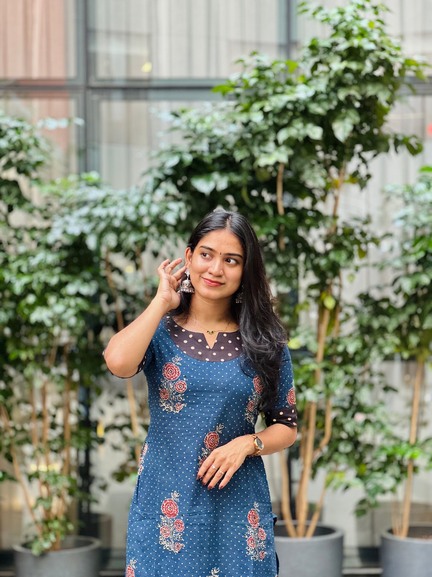 Veena - Ajrakh Handblock Printed Fusion Kurta