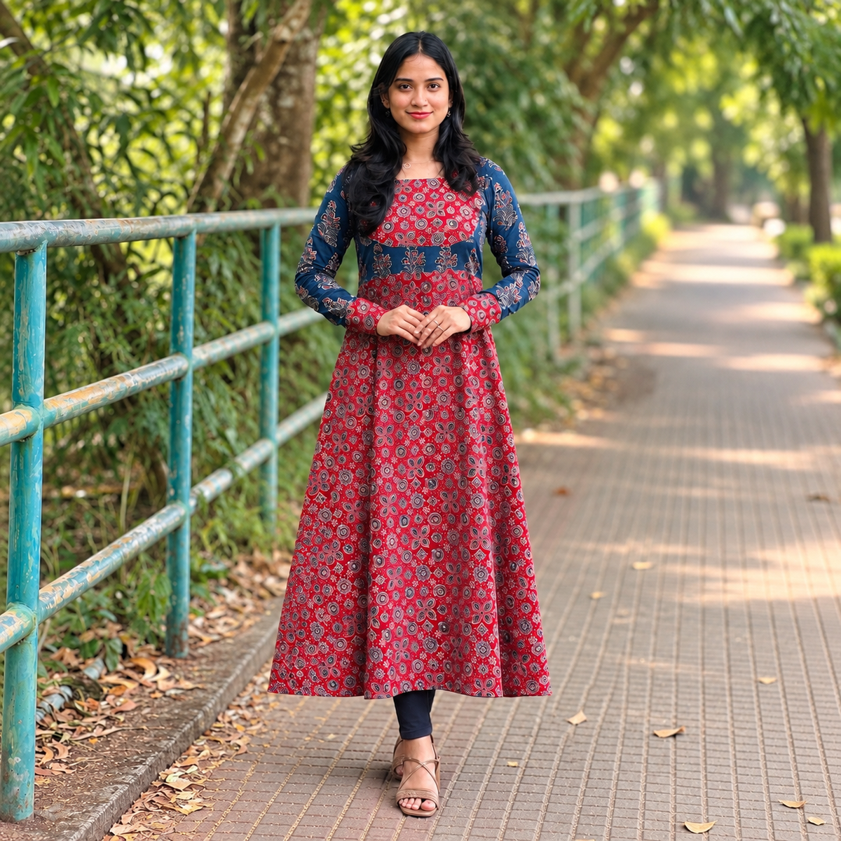 Mantra - Ajrakh Fusion A line Kurta