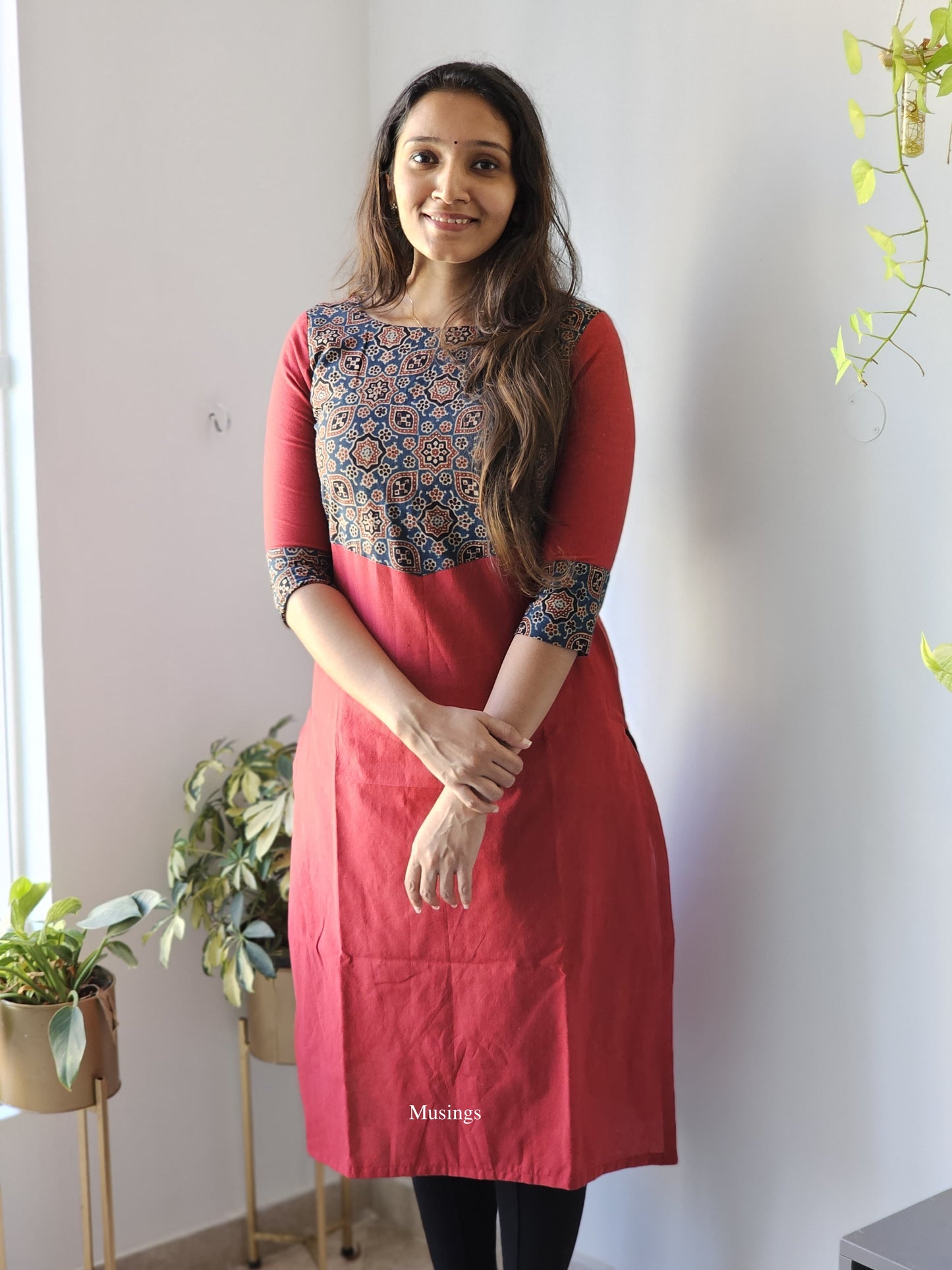 Raksha - Ajrakh X Handloom Patchwork Kurta