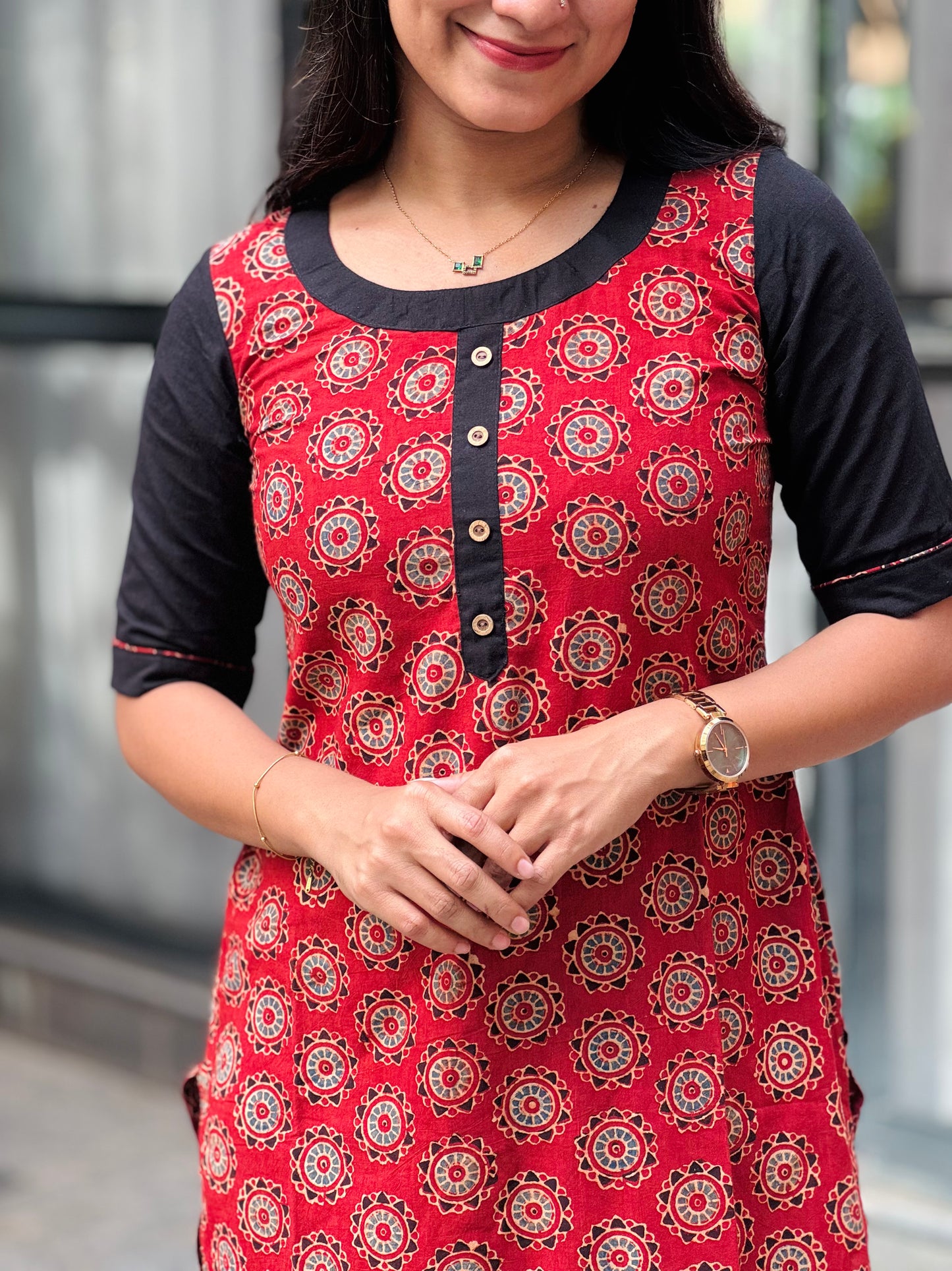 Sakee - Ajrakh Natural Dyed Handblock Printed Kurta