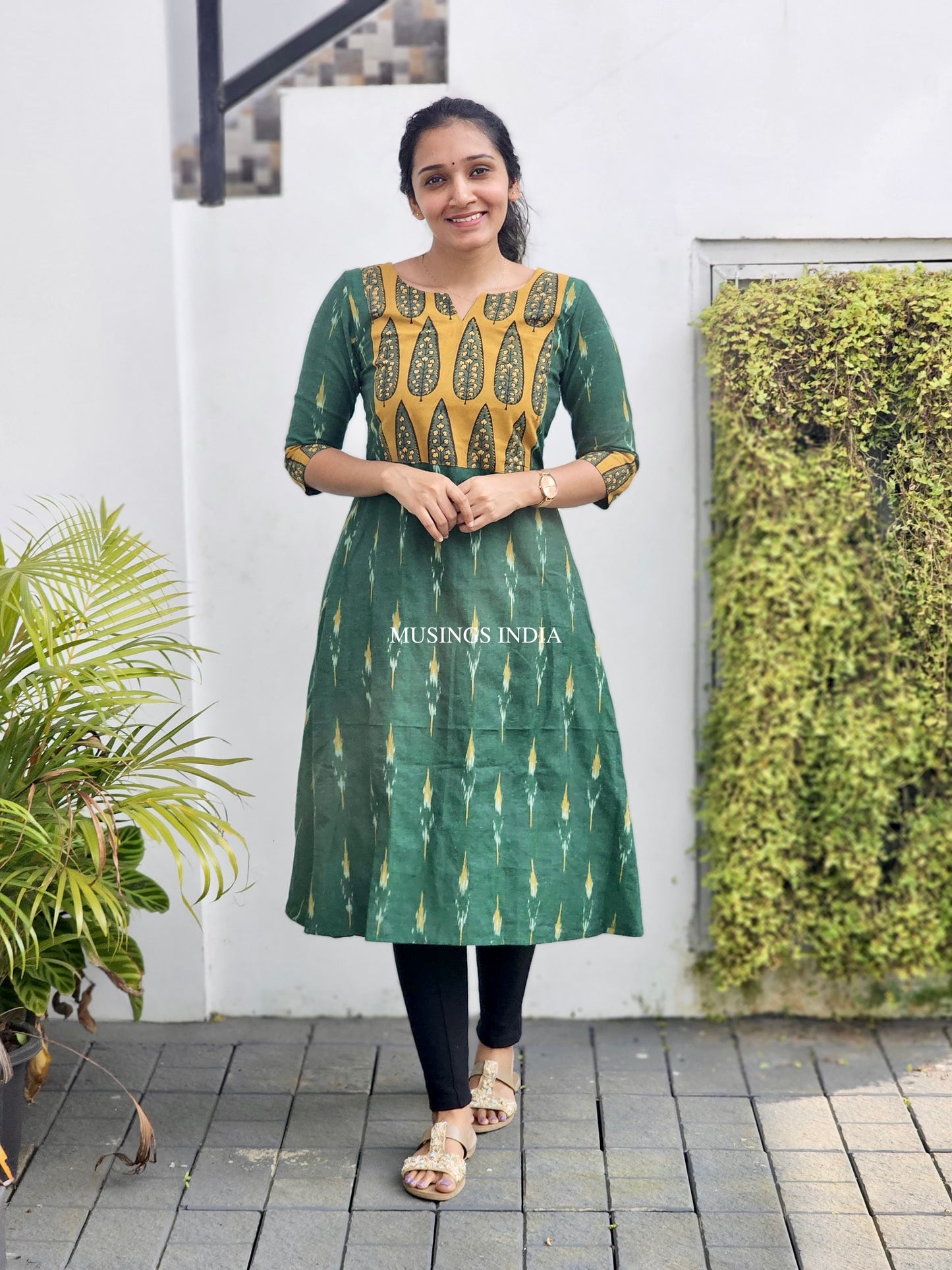 Vedika - Ikkat x Ajrakh Patchwork Kurta