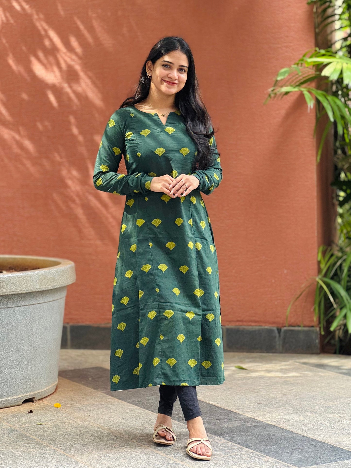 Indrani - Ajrakh Natural Dyed  Handblock Printed A-Line Kurta