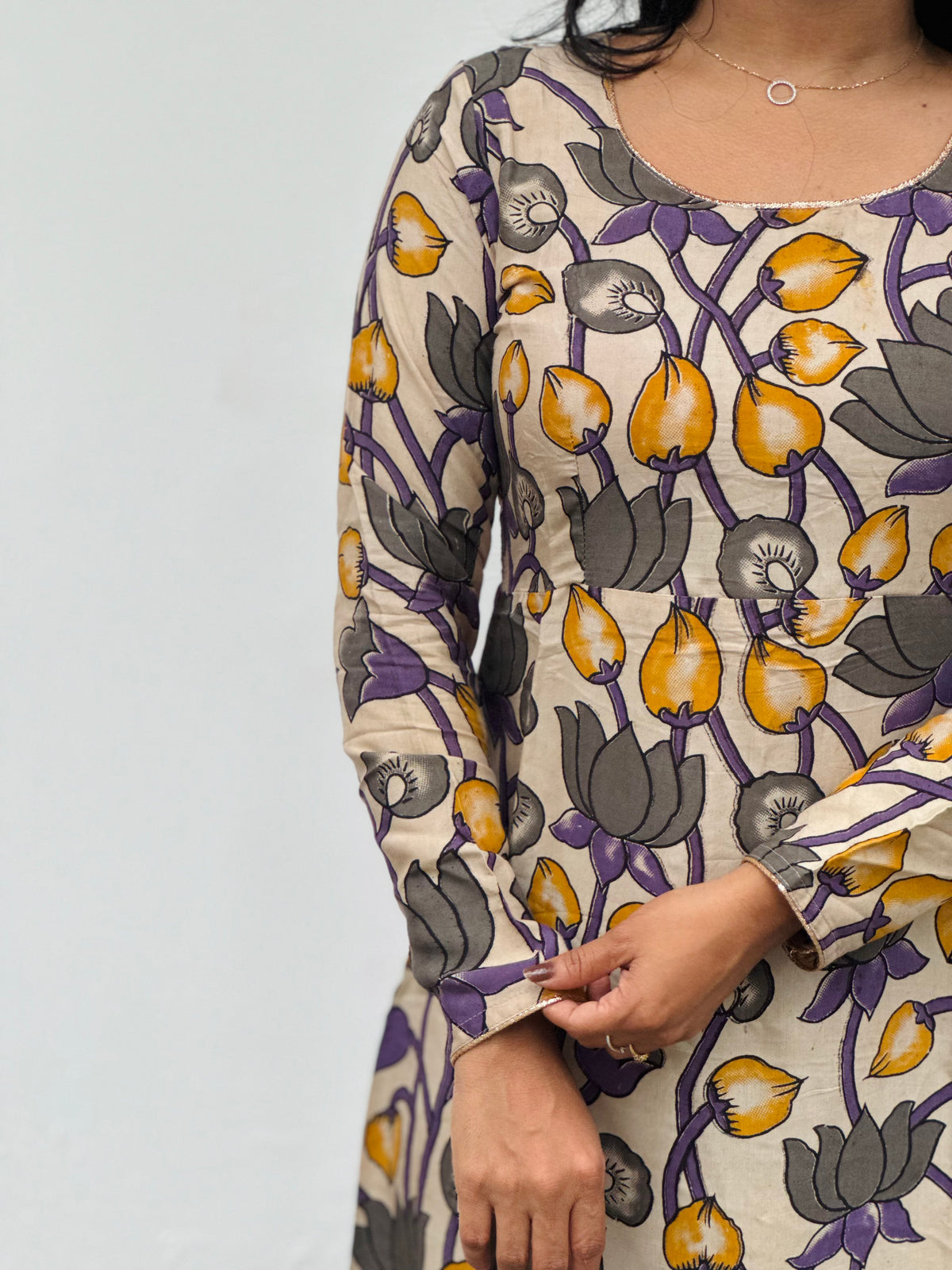 Kamala - Kalamkari Handblock Printed A line Silk Kurta