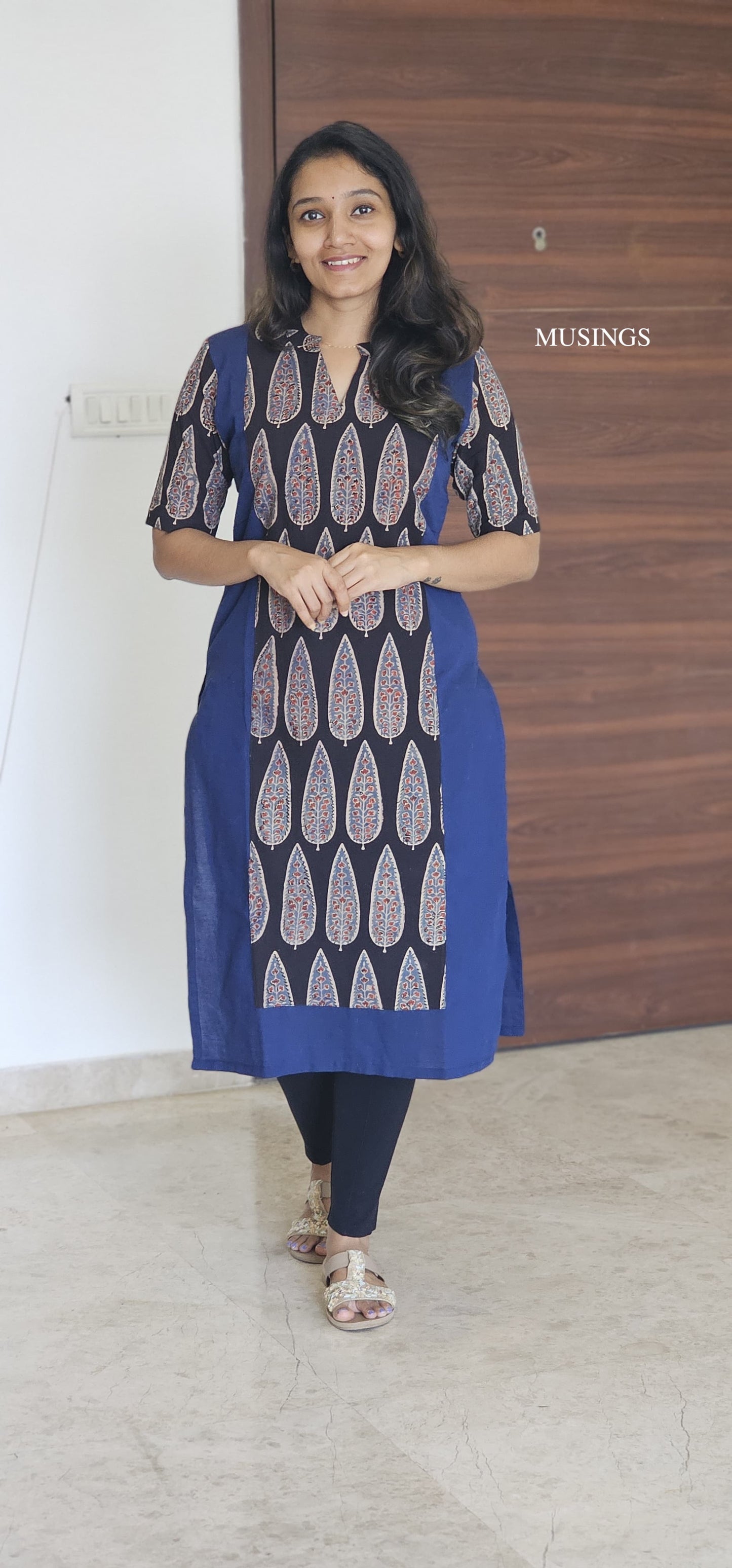 Kayal - Handloom Ikkat x Ajrakh Patchwork Kurta