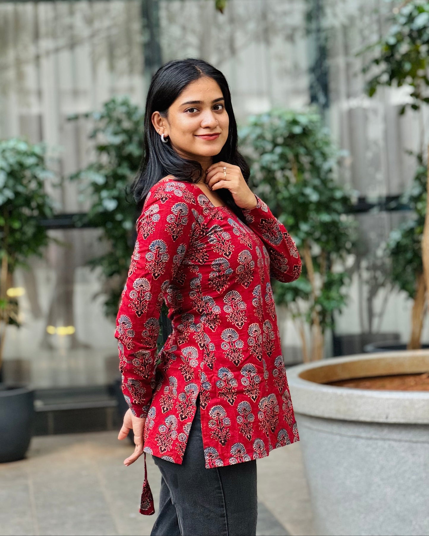 Nadia - Ajrakh Handblock Print Short Kurta