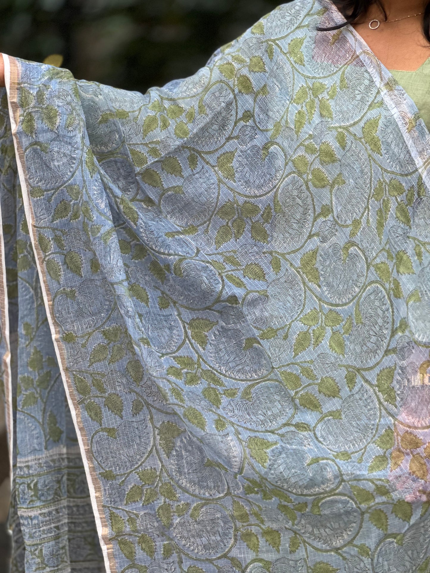 Sindhuja - Slub Cotton Kurta and Sanganeri Handblock Printed Dupatta Set