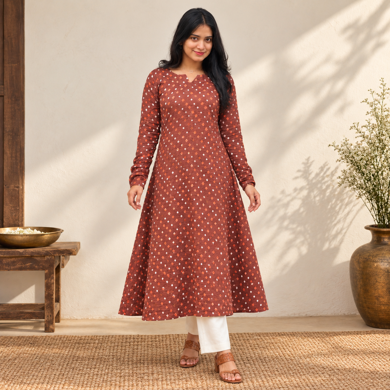 Nalini - Bandhej A-line Kurta