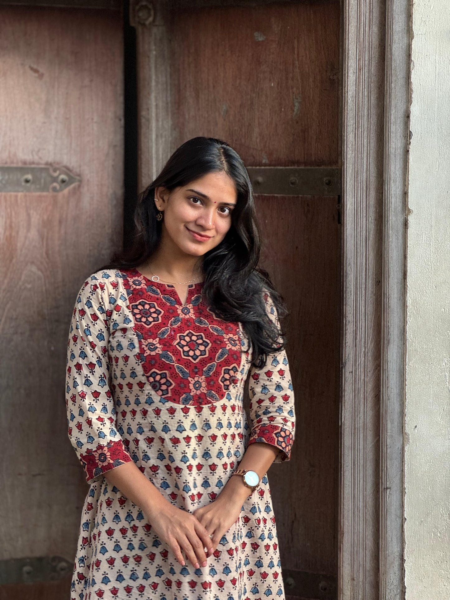 Spandana - Ajrakh Fusion A line Kurta