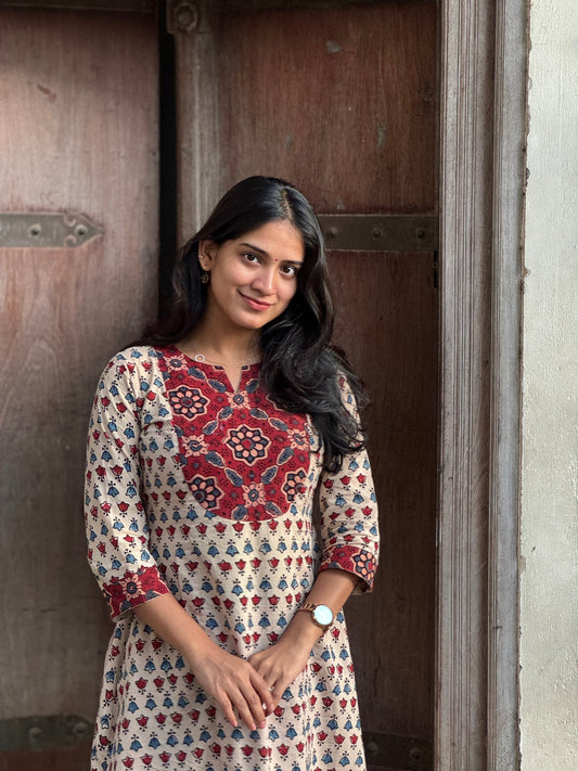 Spandana - Ajrakh Fusion A line Kurta