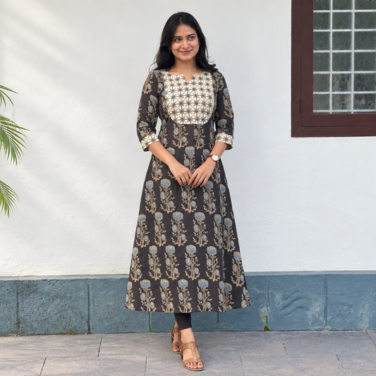 Aanshi - Ajrakh Fusion A line Kurta
