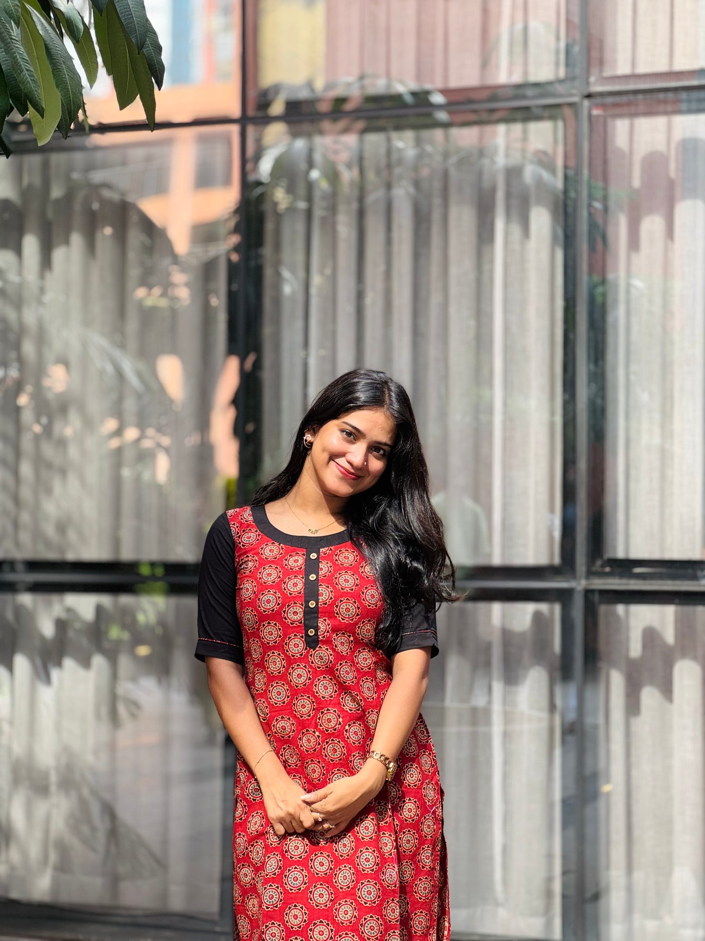 Sakee - Ajrakh Natural Dyed Handblock Printed Kurta