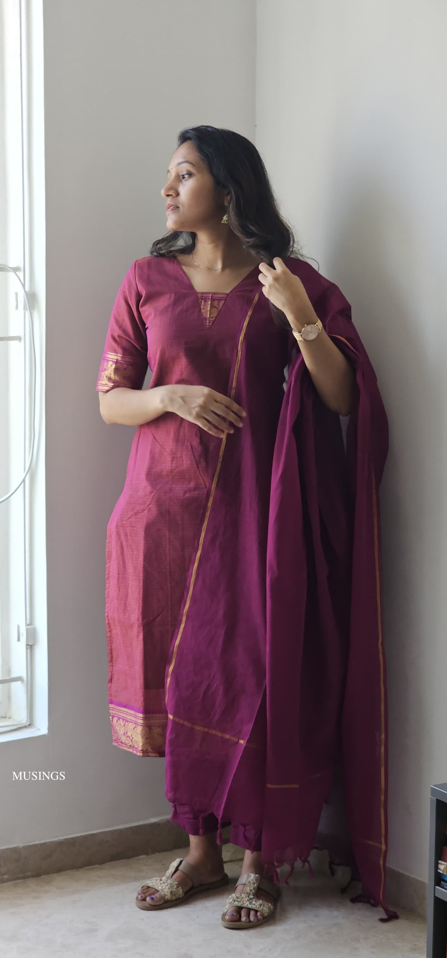 Thenmozhi - Mangalgiri Pattu Handwoven Kurta Set