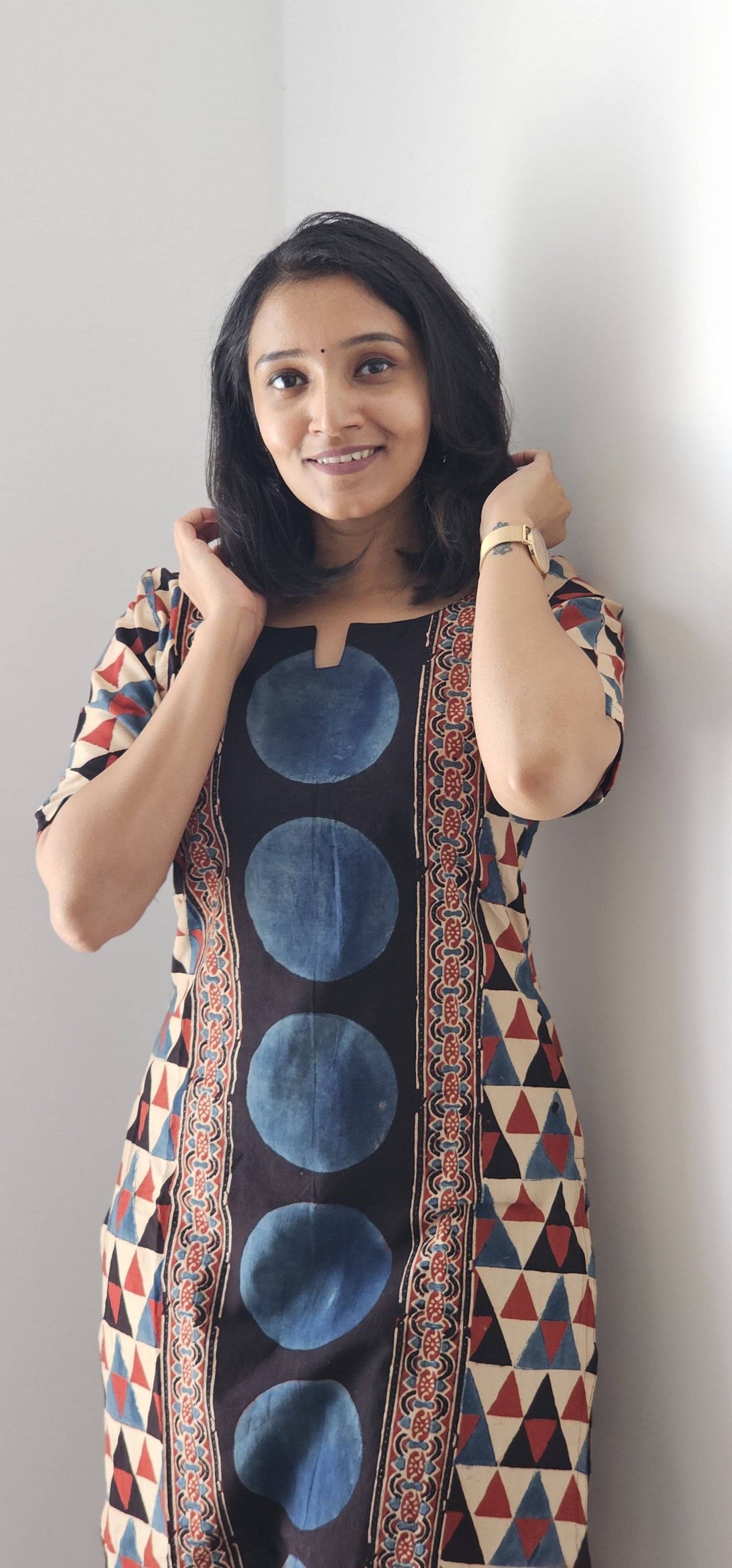 Nadira - Ajrakh Handblock Printed Panel Kurta