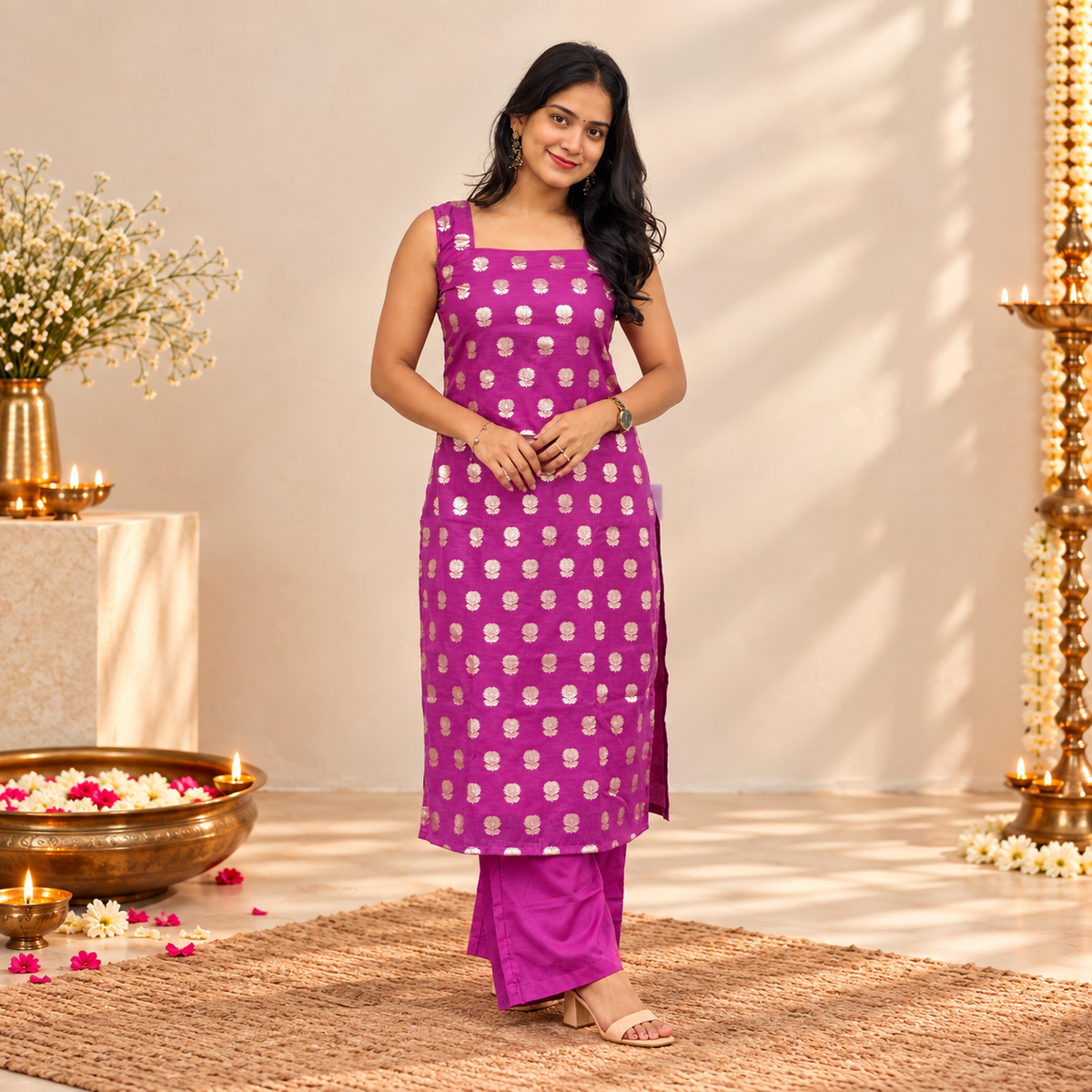 Raaga - Purple Semi Banarasi Silk Suit