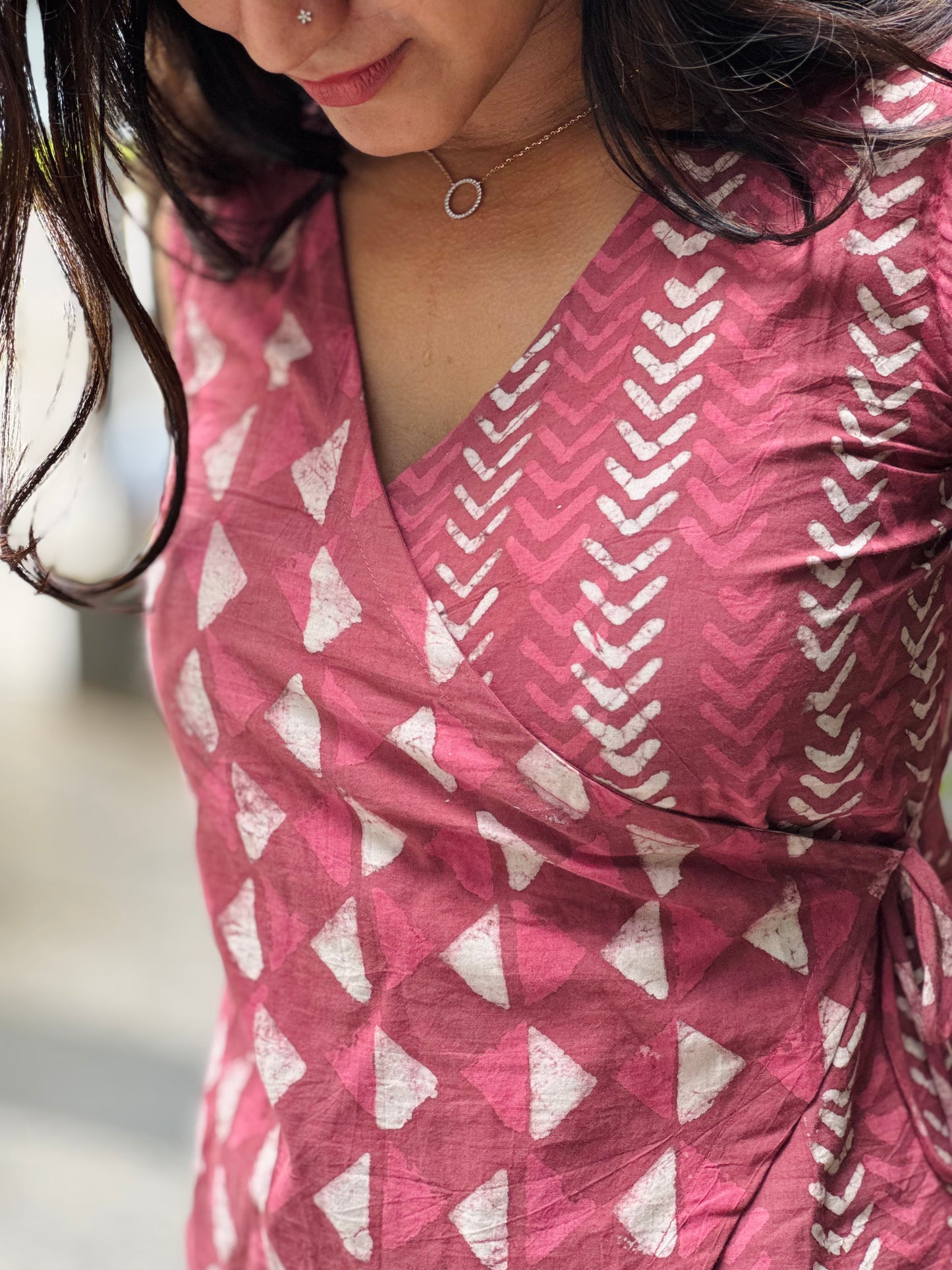 Leher - Dabu Handblock Printed Wrap Short Top