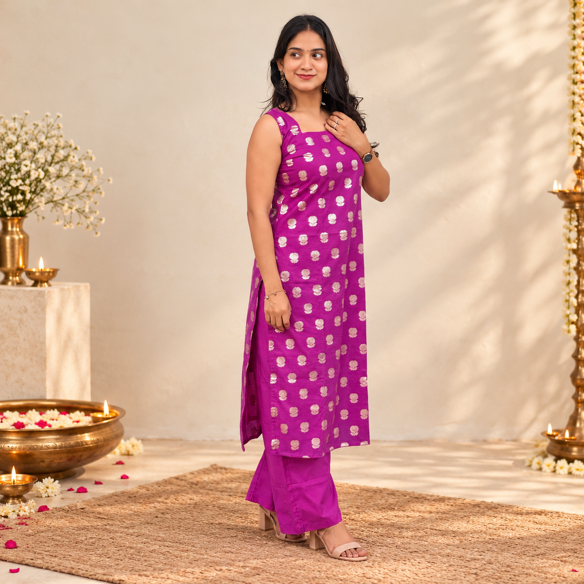 Raaga - Purple Semi Banarasi Silk Suit