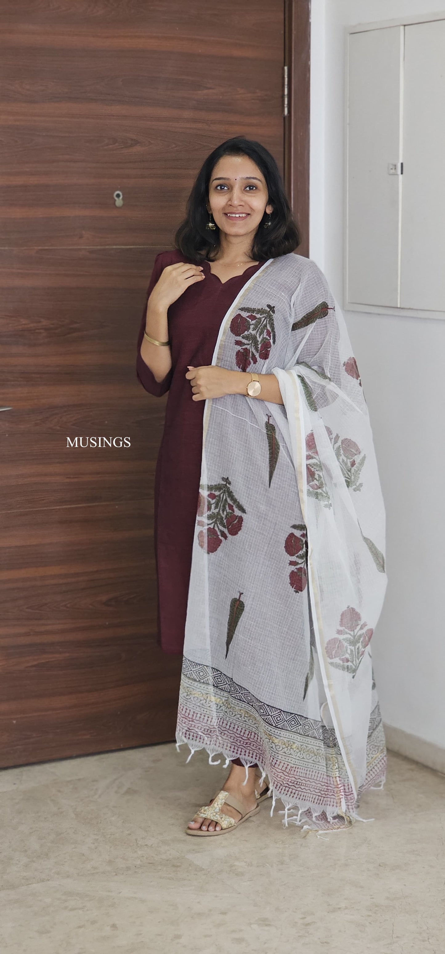 Heera - Mangalgiri Coord set with Sanganeri Kota Handblock Printed Dupatta