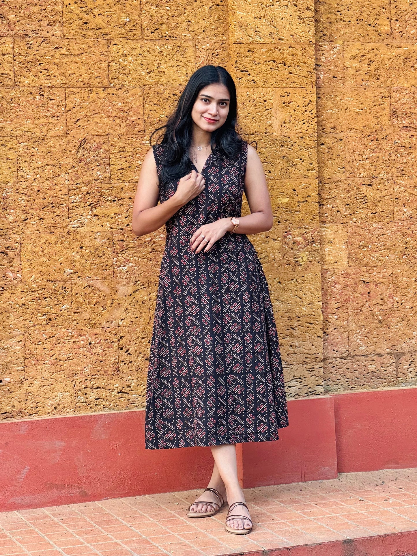 Nilofer - Ajrakh Handblock Printed Dress